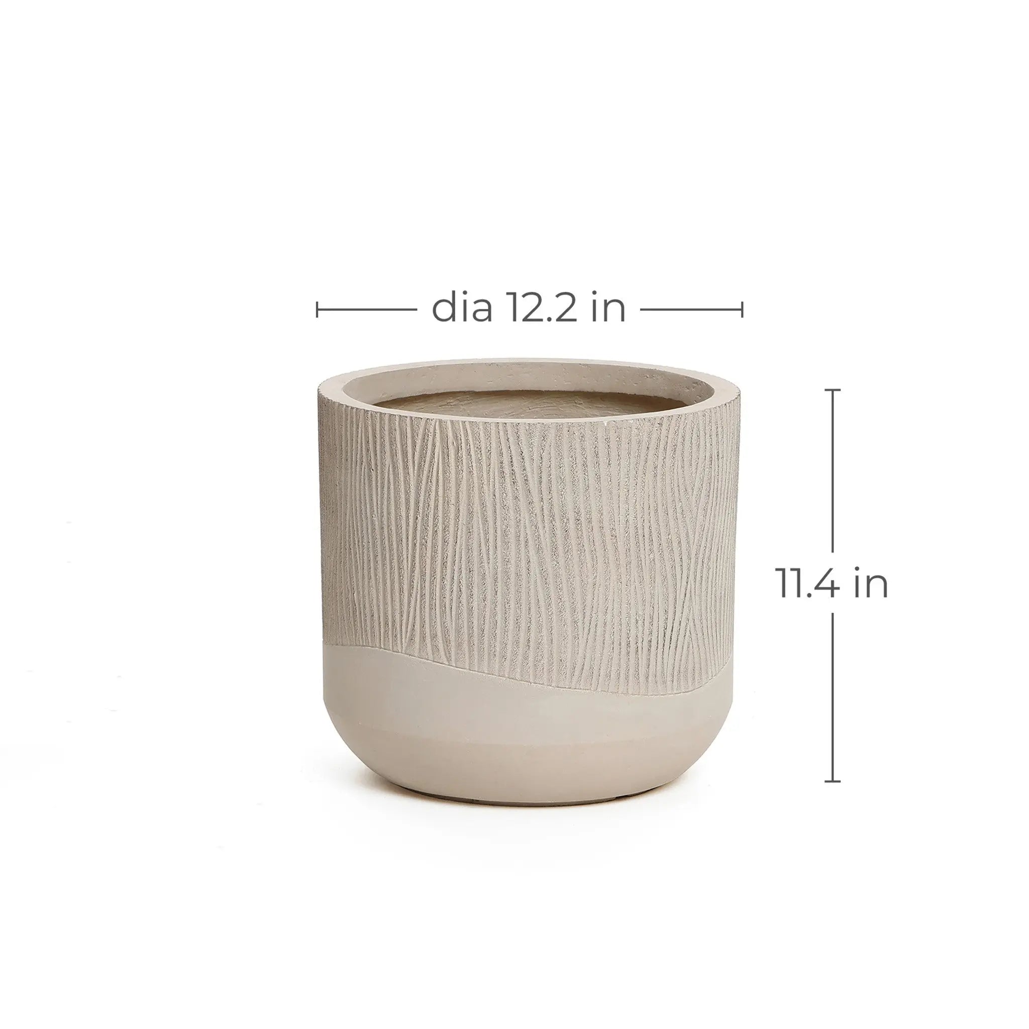 Blended tan with wood pattern round planter, 11.4" h - LuxenHome