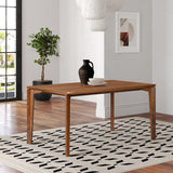 Walnut veneer wood rectangle dining table with rubberwood legs - LuxenHome