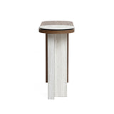Travertine-style wood console table - LuxenHome
