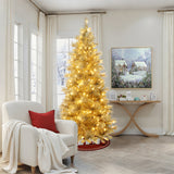 Pre-Lit Gold Tinsel Pine Christmas Tree with Stand,,7.5Ft