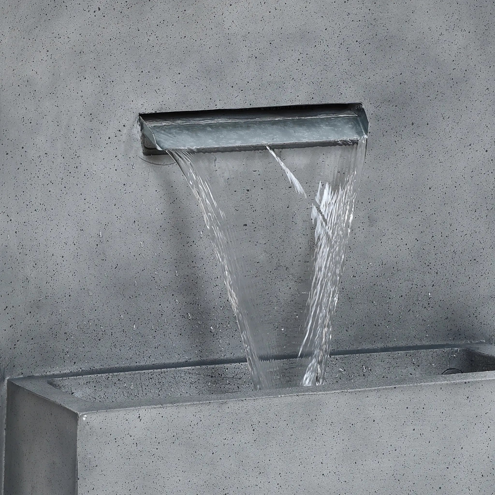 Modern gray resin outdoor waterfall fountain - LuxenHome