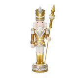 Christmas Soldier Nutcracker in Silver & Gold with Lights, 4 ft