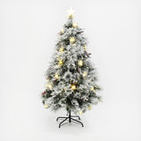 Pre-Lit Flocked Fiber Optic Christmas Tree,5ft
