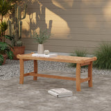 Dillon solid wood outdoor dining bench - LuxenHome