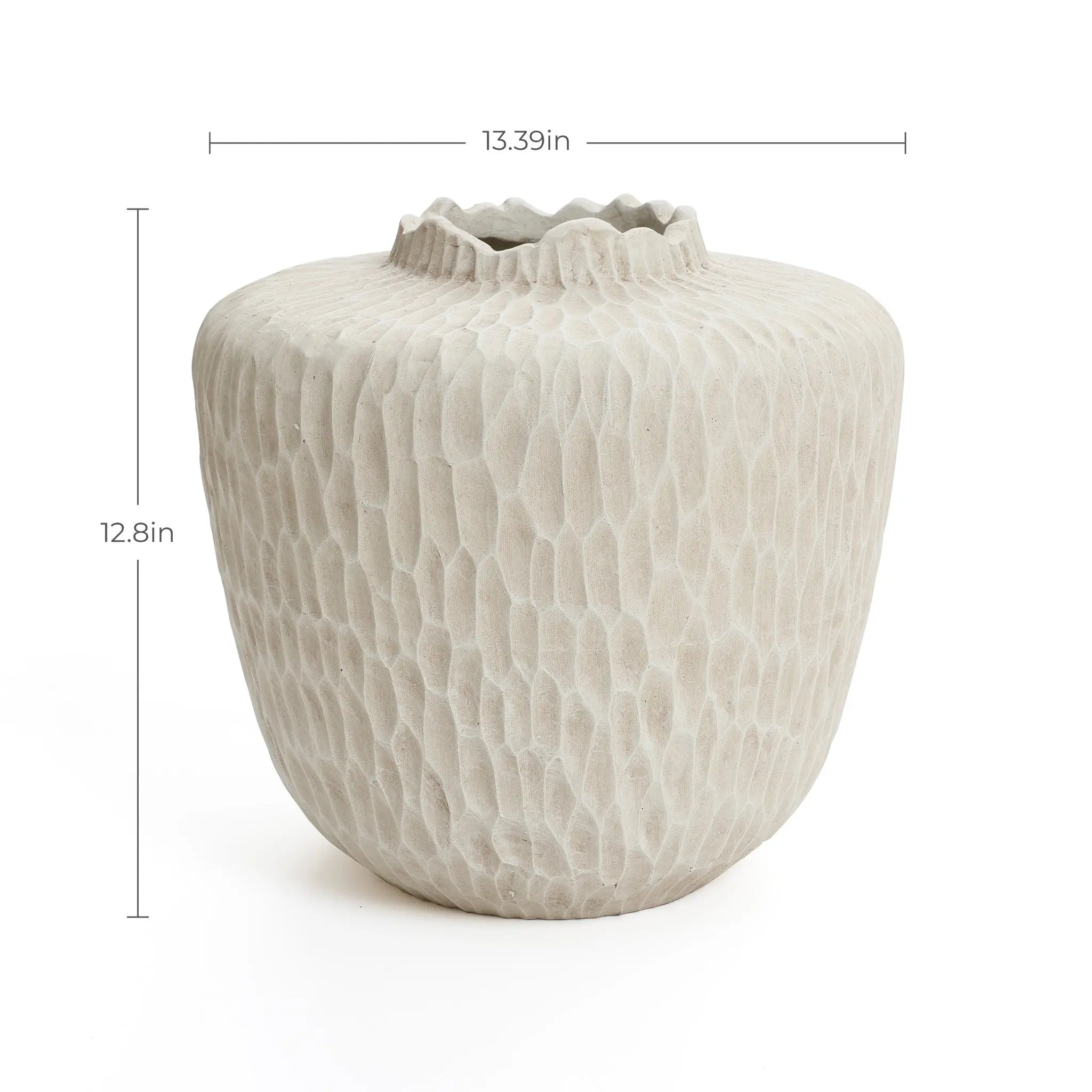 Beige beehive round MgO Vase, 12.8'' h - LuxenHome