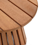Sereno solid wood pedestal outdoor side table - LuxenHome