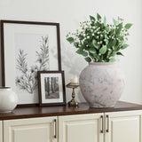 Mottled Handcrafted Round Cement Flower Vase,10.8''