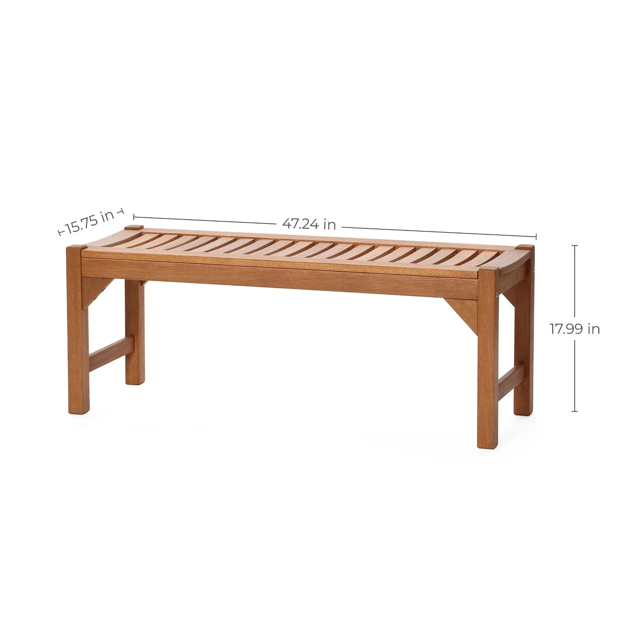 Lucia solid wood outdoor dining bench - LuxenHome