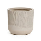 Blended tan with wood pattern round planter, 13.8" h - LuxenHome