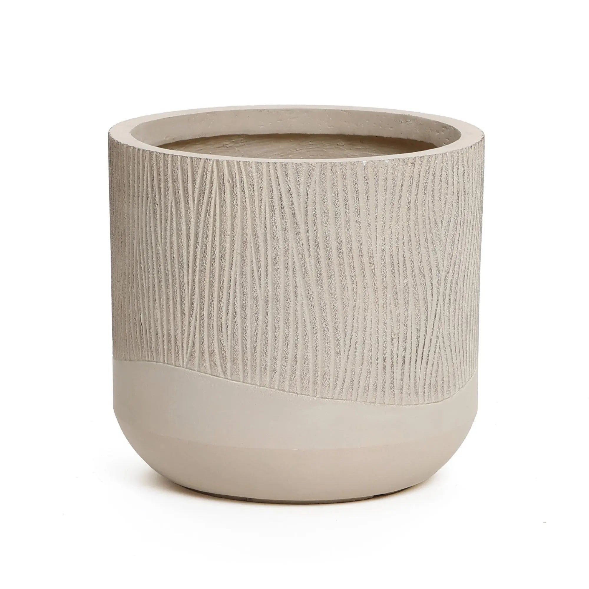 Blended tan with wood pattern round planter, 13.8" h - LuxenHome