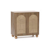 Natural Finish Engineered Wood storage Cabinet withRound Ball Legs, 16"