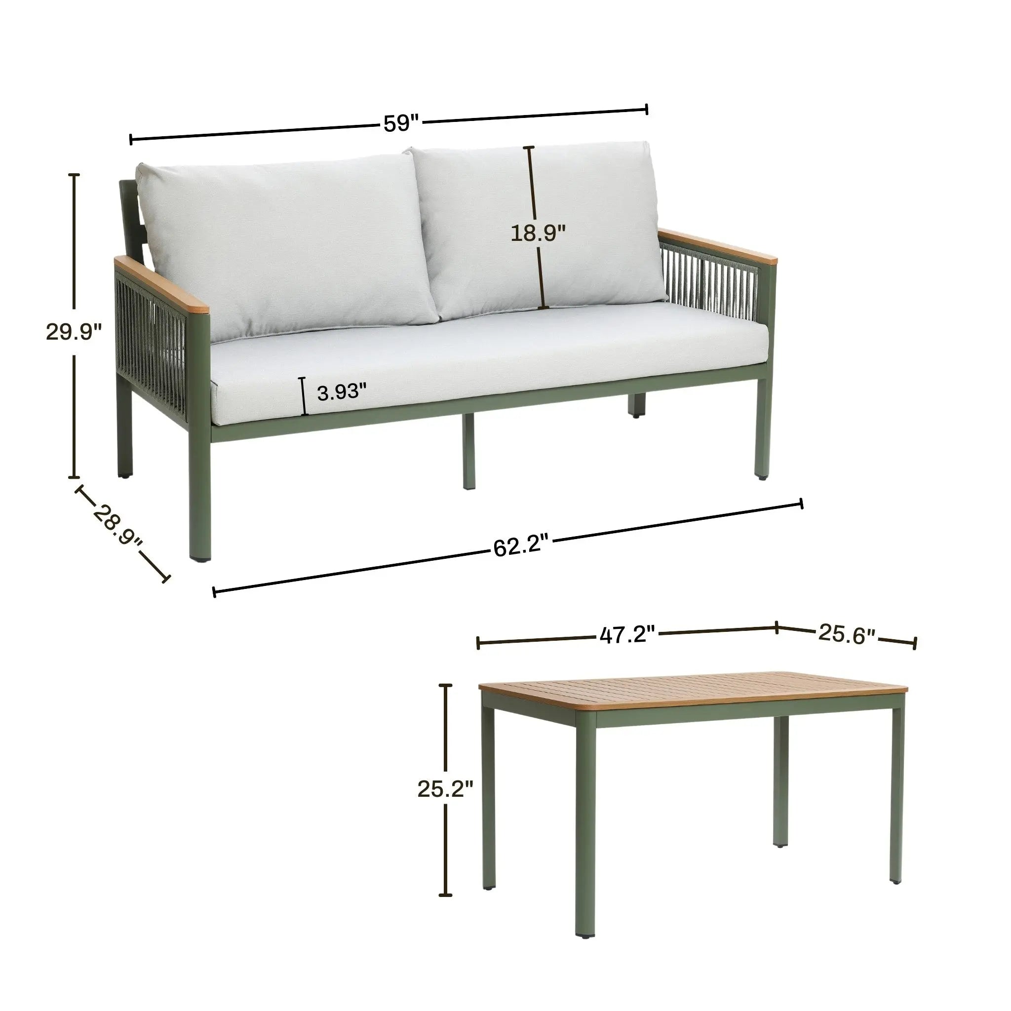 Carlsbad outdoor loveseat & coffee table set - LuxenHome