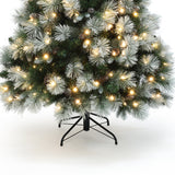 Pre-Lit Flocked Pine Christmas Tree with Metal Stand,6ft