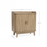Fluted tambour door oak finish storage cabinet with tray top - LuxenHome