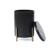 Round Wood Storage Side Table with Metal Stand,21.65''