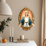 Oval Virgin Mary Wall Plaque Religious Decor for Home, 16"