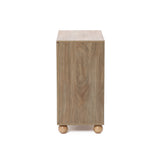 Natural Finish Engineered Wood storage Cabinet withRound Ball Legs, 16"