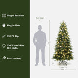 Pre-Lit Green Fir Christmas Tree with Stand,6.5Ft