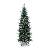 Pre-Lit Green Artificial  Pencil  Christmas Tree,6.5Ft