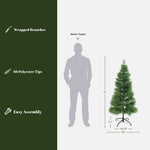 Artificial Christmas tree with wrapped branches, 86 polyester tips, and easy assembly—ideal for holiday décor. Shown beside a 6-foot model, this Pampas Grass Christmas Tree stands 5 feet tall and 24 inches wide.