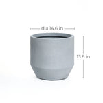 Introducing a modern minimalist planter, this gray cylindrical pot, crafted from high-quality MGO material, measures 14.6 inches in diameter and 13.8 inches in height. Complete with a drainage hole, it combines functionality with sleek design for your indoor or outdoor oasis.