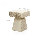 Rock textured cement outdoor side table - LuxenHome