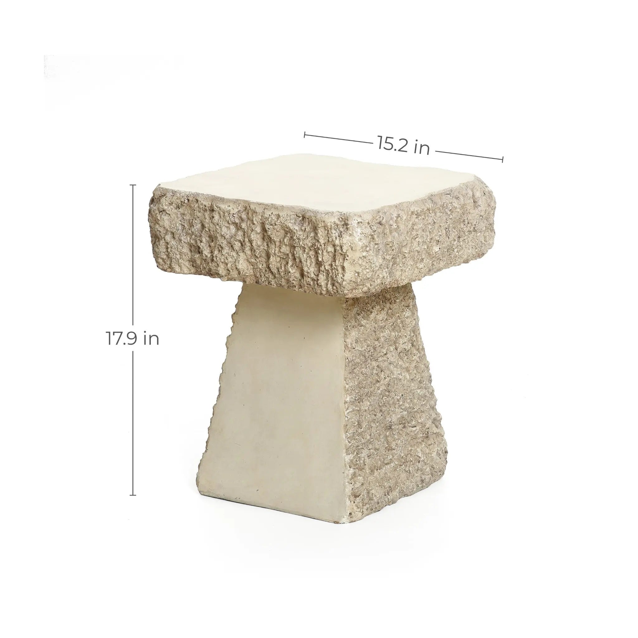 Rock textured cement outdoor side table - LuxenHome