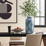 Mediterranean Jar Blue Mottled Round Terracotta Vase,13.8"