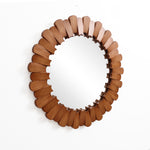 Pine wood frame round wall mirror - LuxenHome