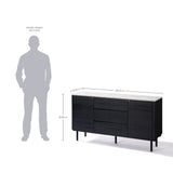 Black manufactured wood sideboard cabinet with marble top - LuxenHome