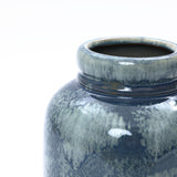 Mediterranean Jar Blue Mottled Round Terracotta Vase,13.8"