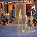Lighted trees christmas decoration for indoor and outdoor, set of 3 - LuxenHome