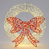 Light wreath and red bowtie, with timer light - LuxenHome