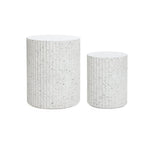 Fluted Cement Nesting Side Table Set - LuxenHome