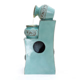 Light blue 4-tier ornate jugs polyresin outdoor water fountain with lights - LuxenHome