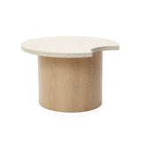 Round Nesting Tables with Travertine Tops,Set of 2