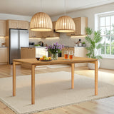 Oak veneer wood rectangle dining table with rubberwood legs - LuxenHome