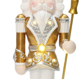 Christmas Soldier Nutcracker in Silver & Gold with Lights, 4 ft