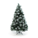 Pre-Lit Flocked Pine Christmas Tree with Metal Stand,6ft