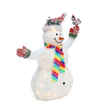 White Tinsel Frosted Holiday Outdoor Snowman Decor, 3ft