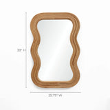 This rectangular wall mirror, featuring a wavy cork wood frame, exudes a modern vibe with dimensions of 39 H and 25.75 W.