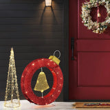 Bell lighted wreath outdoor christmas decoration, 1.9 ft tall - LuxenHome