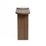 Travertine-style wood console table - LuxenHome