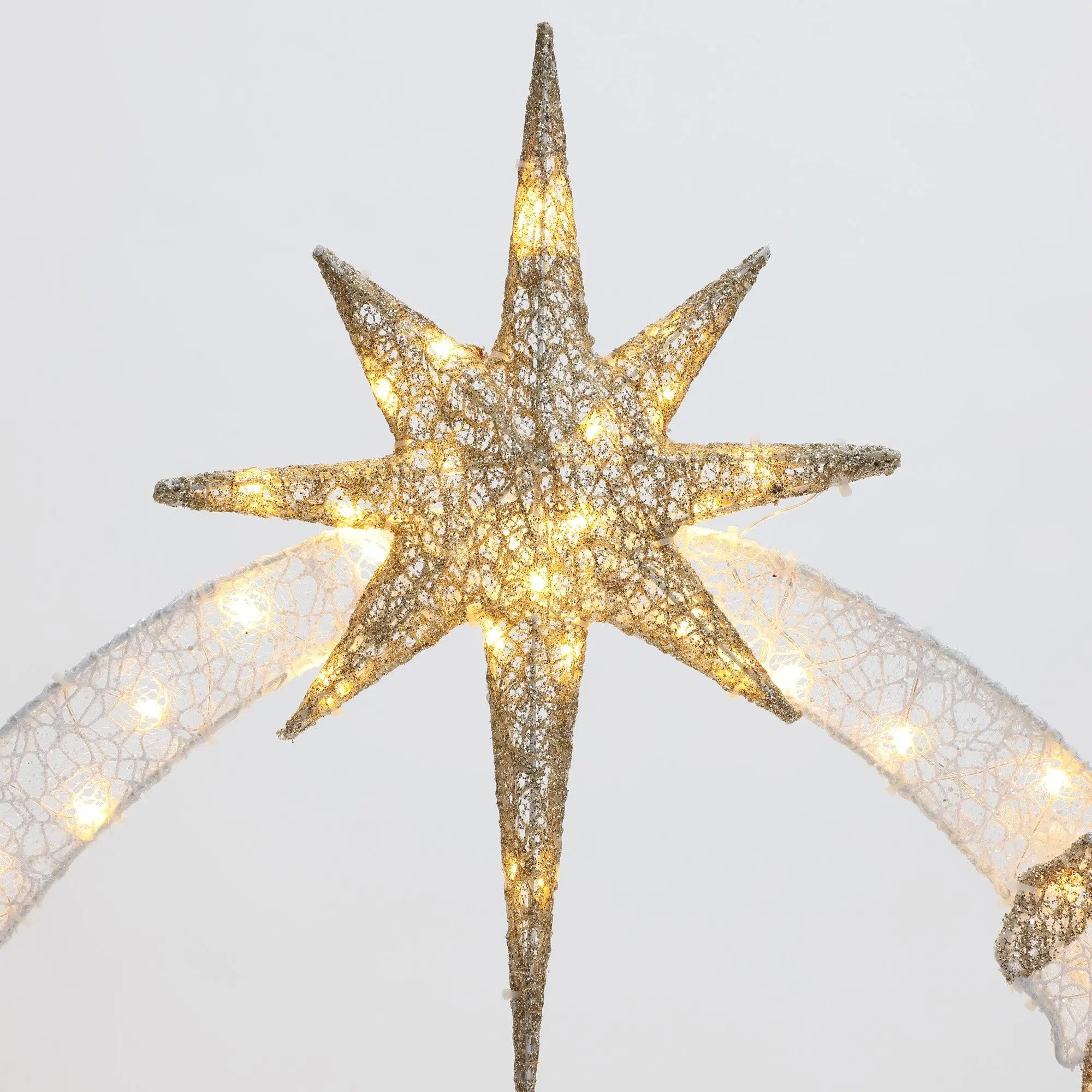 Lighted nativity and christmas tree, clear - LuxenHome