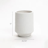 Elegant white terracotta vase, perfect for both indoor and outdoor settings. Standing 12 inches tall with a 9.8-inch diameter, it adds a textured charm to any space.