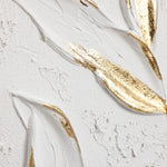 White with gold flower canvas framed wall decor - LuxenHome