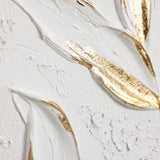 White with gold flower canvas framed wall decor - LuxenHome