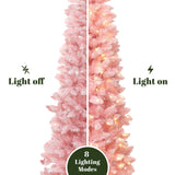 Pink Pencil Artificial Tree with Warm White Lights, 6ft