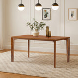 Walnut veneer wood rectangle dining table with rubberwood legs - LuxenHome