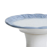 White ribbed ceramic bird bath - LuxenHome